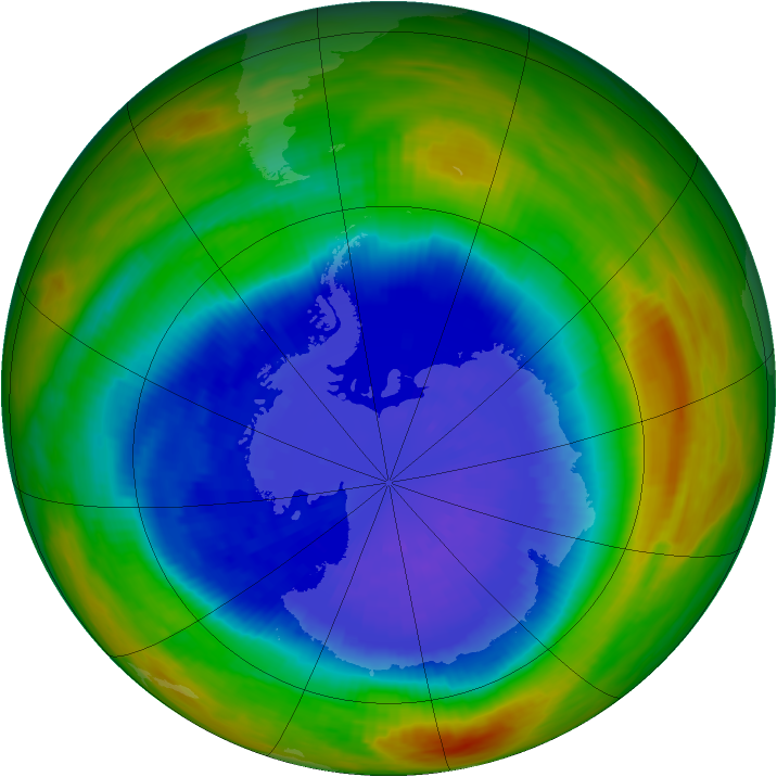 Antarctic ozone map for 20 September 1989